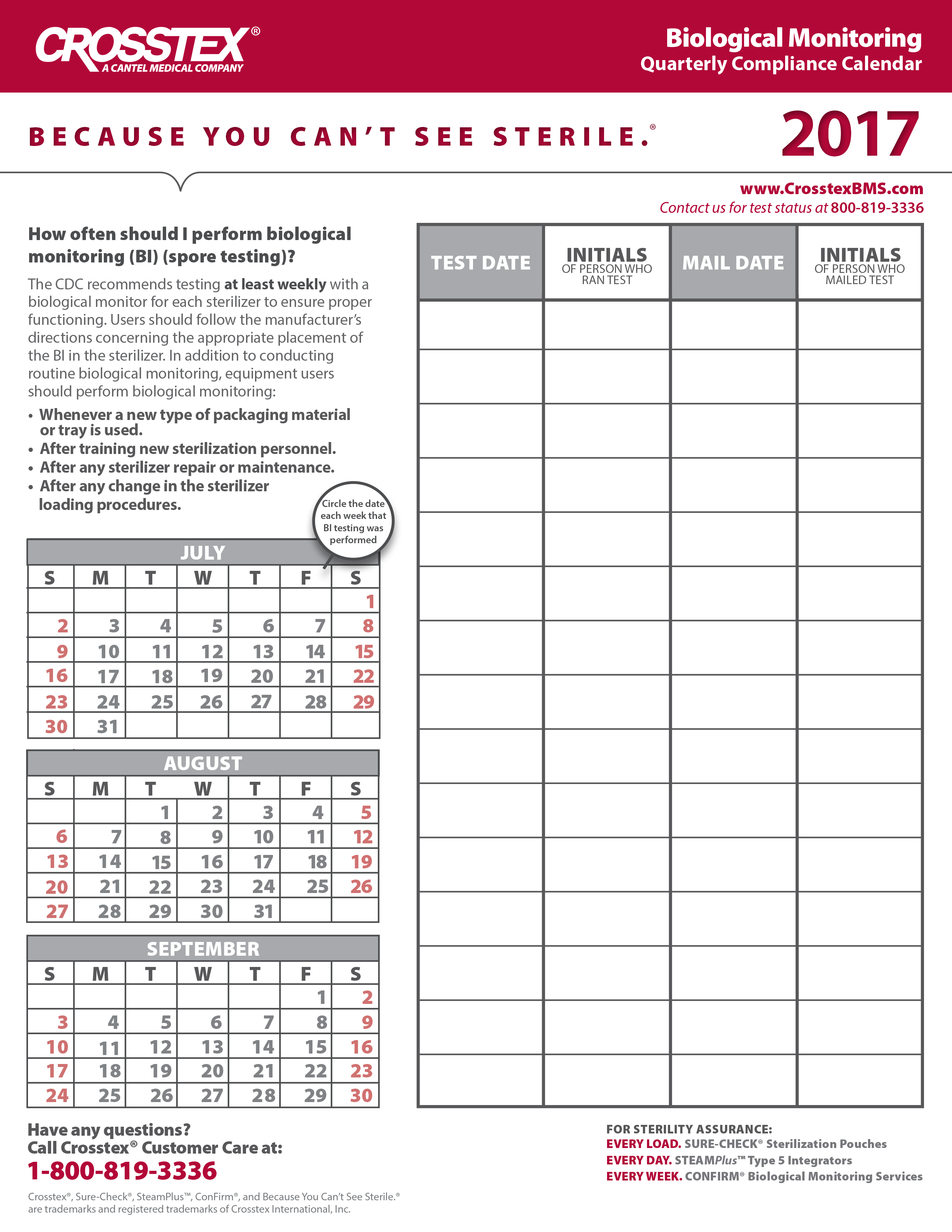 Crosstex Sterilization Compliance Calendar Bobby Nicoli