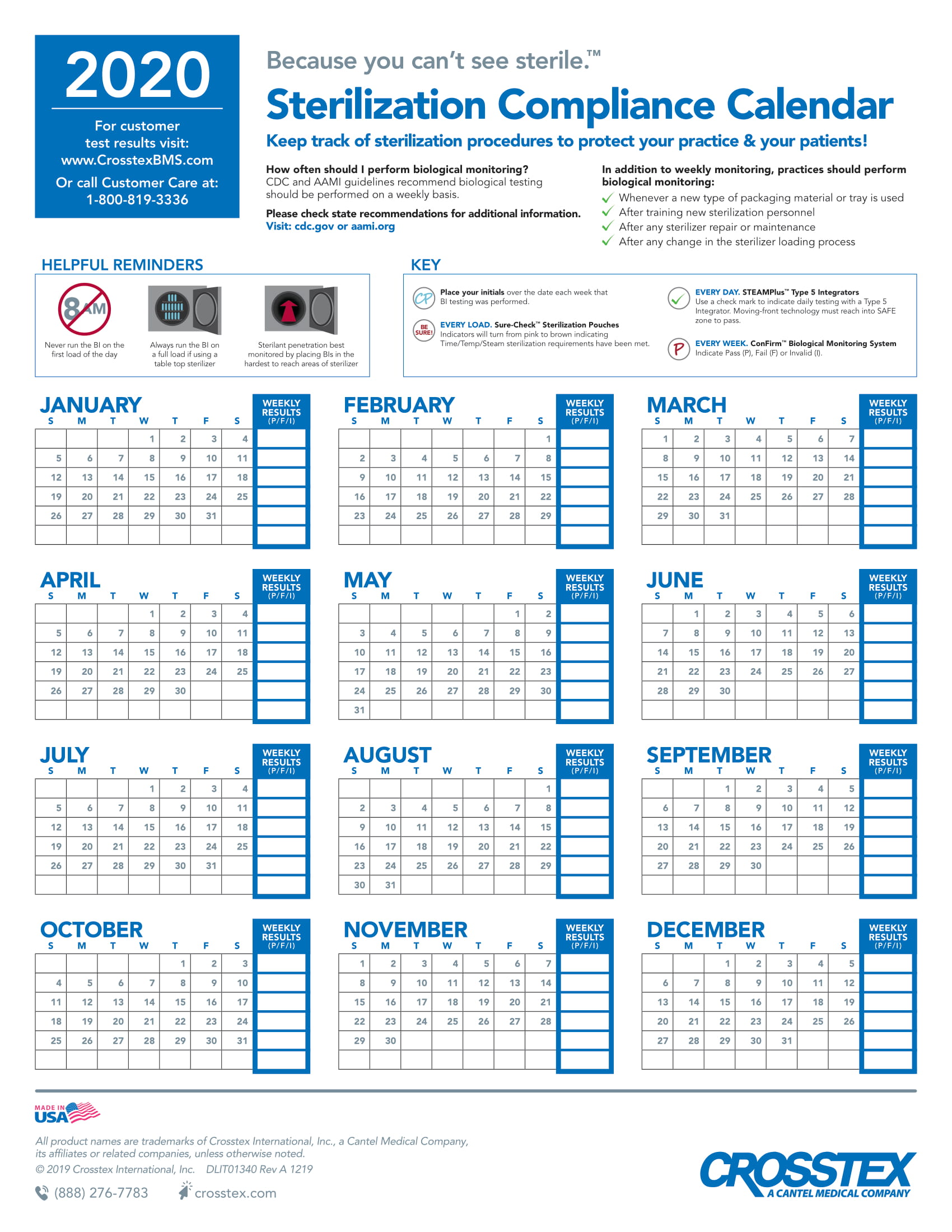 Crosstex Sterilization Compliance Calendar Bobby Nicoli